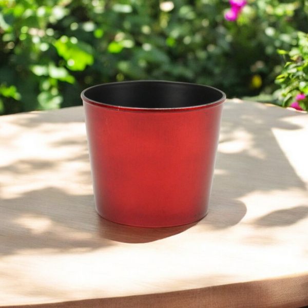 6" Red Recycled Plastic Indoor Outdoor Round Pot Planter