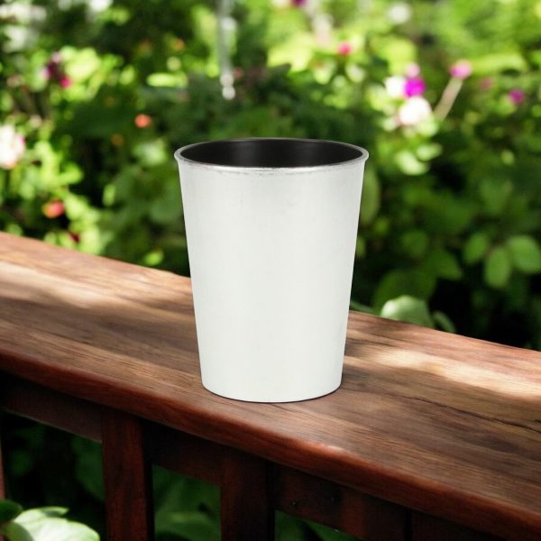 5" Silver Recycled Plastic Indoor Outdoor Round Pot Planter