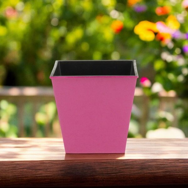 5" Hot Pink Recycled Plastic Indoor Outdoor Square Pot Planter