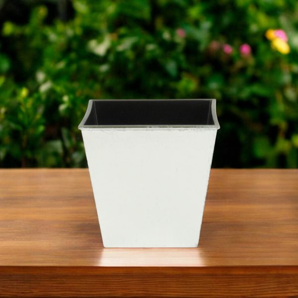 5" Silver Recycled Plastic Indoor Outdoor Square Pot Planter