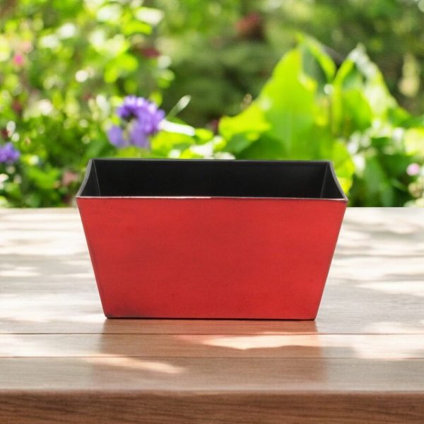 8" Red Recycled Plastic Indoor Outdoor Rectangular Planter Box