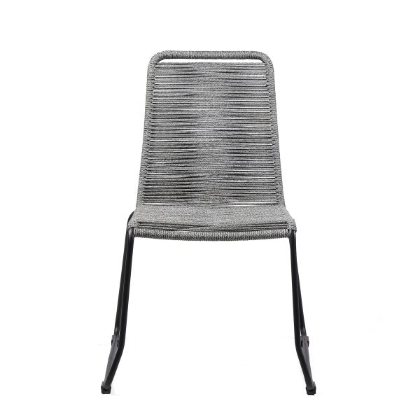 Set of Two 23" Gray Metal Outdoor Dining Chair