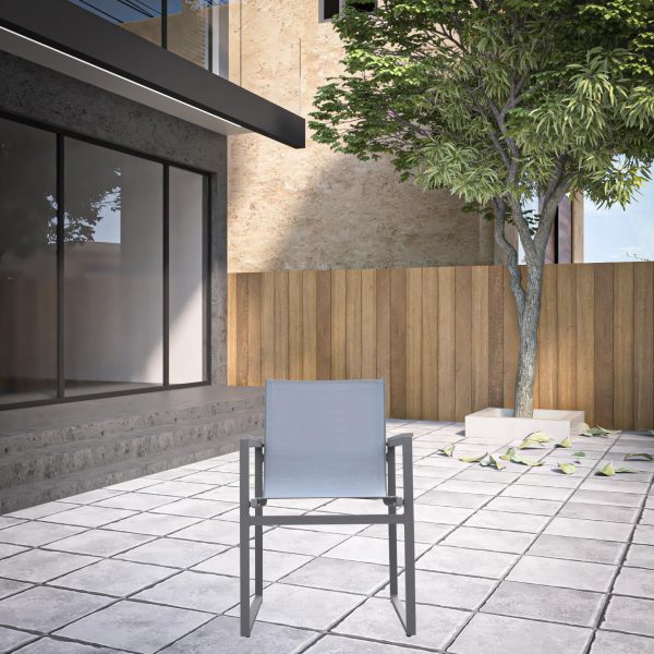 Set of Two 22" Light Gray Metal Outdoor Dining Chair