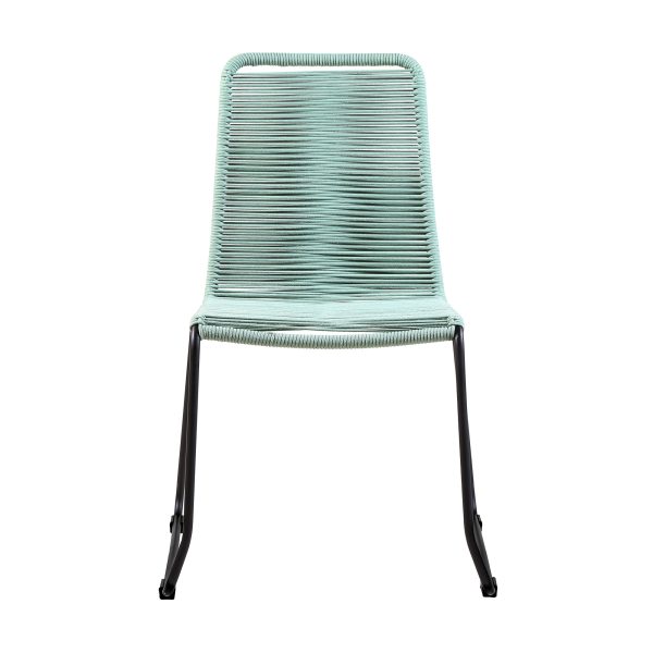 Set of Two 23" Green Metal Outdoor Dining Chair
